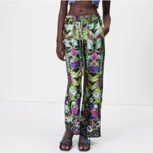 Zara Multicolor Floral Wide Leg Pants